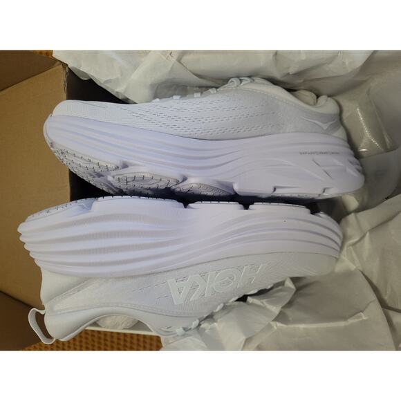 HOKA Men's White Bondi 8 Shoes NIB 10 D (READ) - Picture 3 of 5